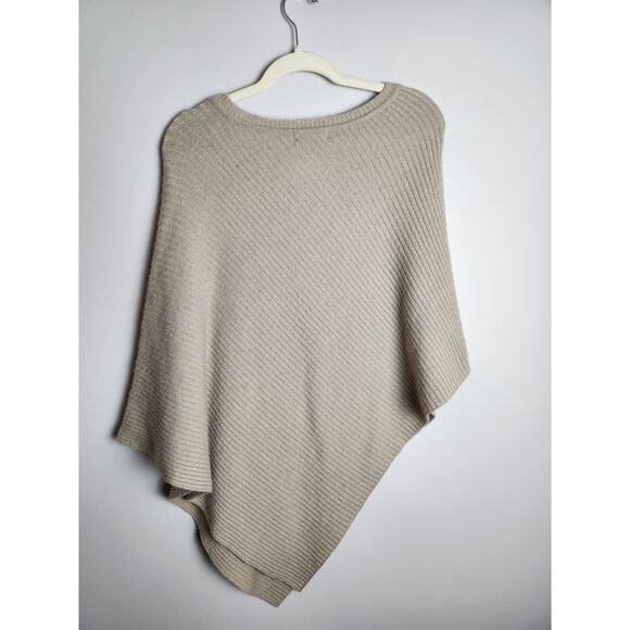 Tabitha Webb wool blend lightweight poncho neutral tan sz O/S classic beach - Picture 3 of 7